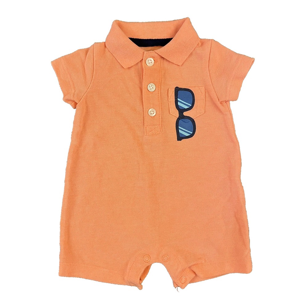 Carters Baby Romper Boy 3 Months Outfit Summer Solid Sunglasses Coral Collared